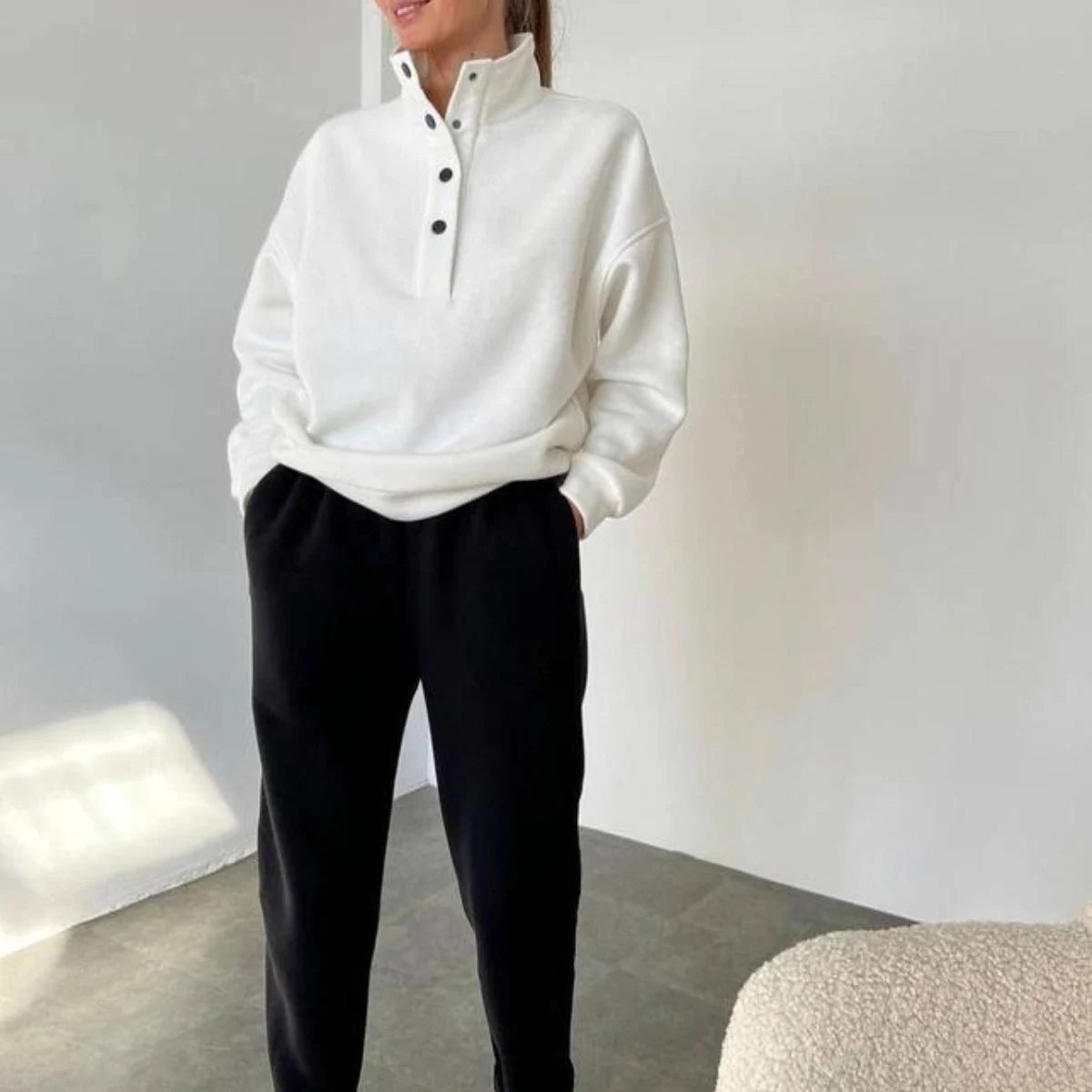 Ensemble oversize femme 2 pièces avec hoodie chaud et pantalon long décontracté, survêtement casual tendance automne hiver